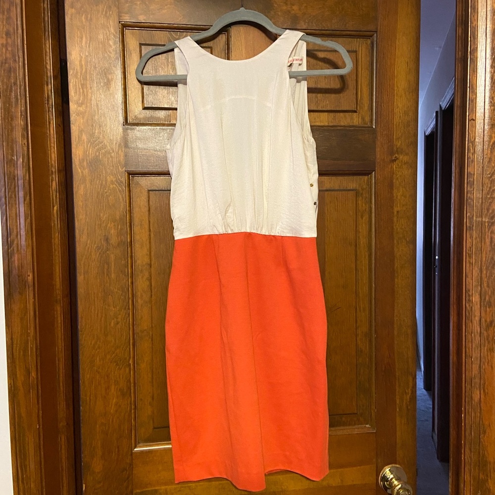 Rebecca Taylor White and Orange Midi Dress